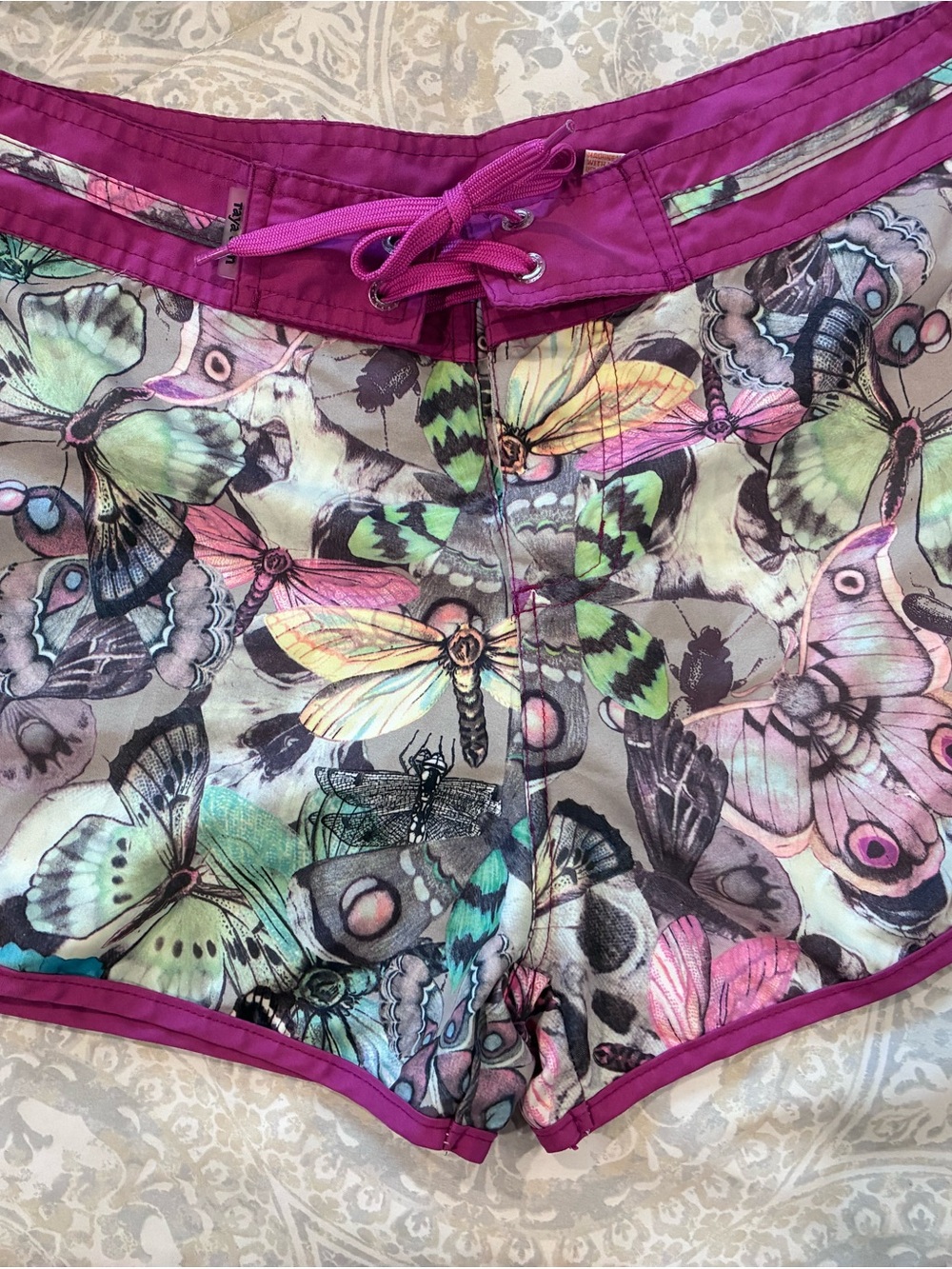 Women’s moth Print Shorts with Magenta Trim